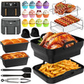 Kitcanis Heißluftfritteuse Zubehör für Ninja 9.5L Air Fryer, Faltbar 27-teilig, LFGB-zert.,BPA-frei, Faltbar,Maschinenwaschbar,Wiederverwendbar,für DZ400EU/AF400EU/SL400EU/COSORI 8.5-9.5L