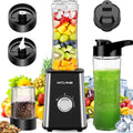 3-in-1 Mixer Smoothie Maker, 800W Mini Standmixer Blender elektrisch, 3 einstellbare Geschwindigkeiten, 2 x 600 ml Tragbare Flasche und 300 ml Mahlbecher für Ice, Obst, Gemüse, Nüsse