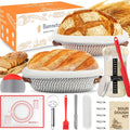 Sourdough Bread Baking Supplies, Complete Sourdough Starter Kit, 10" Round & 11" Oval Bread Proofing Basket with 1000ml Sourdough Starter Jar, Bread Making Tools Gifts for Bakers Women Mom
